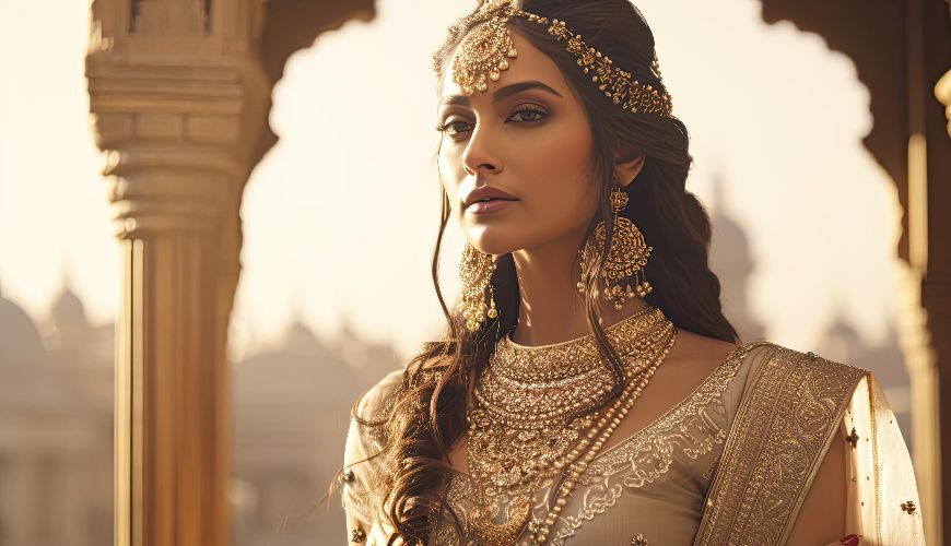 870×500#woman-dressed-up-indian-jewelry-style-opulent-architecture