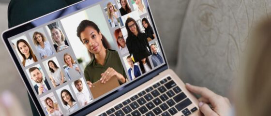 1500×750#young-woman-wave-hi-coworkers-connected-online-via-video-call-remote-conference