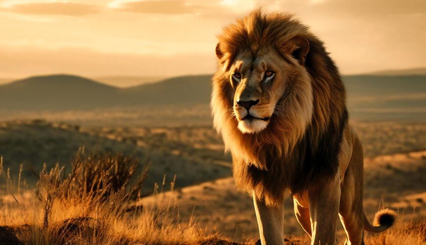 870×500#king-lion-standing-top-hill-looking-savanna